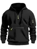 Suéter con capucha cálido de forro polar para hombre, de moda deportiva casual, con cremallera y múltiples bolsillos, nuevo de Amazon para otoño e invierno, transfronterizo