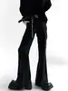 Pantalones Rectos Negros para Hombre, Estilo Americano de Primavera y Otoño, Pantalones de Vestir Ligeramente Acampanados con una Caída de Alta Gama, Pantalones Casuales de Traje de Seda de Hielo