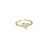 Anillo Minimalista con Forma de Corazón y Goteo de Aceite con Incrustaciones de Circonia, Anillo Abierto de Moda Asimétrico Vintage con Personalidad