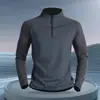 Roupa de Treino Meio Zíper de Comércio Exterior para Homens, Camisa de Secagem Rápida para Primavera, Outono e Verão, Proteção Solar, Esportes, Atletismo, Corrida, Manga Longa Masculina
