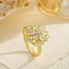 Anel Rotativo Europeu e Americano Floral Transfronteiriço, Joia da Moda para Alívio do Estresse, Anel Borboleta Elegante Cravejado com Zircônia, Design Popular de Anel