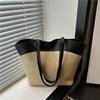 Bolsa Casual de Palha Tecida de Grande Capacidade para Mulheres 2025 Verão Bolsa de Palha Férias à Beira-Mar Bolsa de Praia Versátil Bolsa de Ombro para Deslocamento