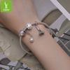 Pulsera Ziyun de plata con corazón de rosa bañada en platino, nueva serie de cuentas para San Valentín, boda, accesorios de cuentas de plata 925
