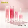 Tubo redondo de color rosa degradado para brillo de labios 3.5 ml, tubo vacío de plástico para brillo de labios, material de embalaje, pedir al fabricante
