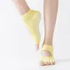 Calcetines de yoga de algodón para comercio exterior, calcetines sin talón y con punta abierta de cinco dedos para mujer, calcetines deportivos, fabricantes, venta al por mayor