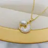 Moda Estilo Coreano Simple Fresco Perla de Agua Dulce Pez Dorado Pequeño Colgante Collar Nicho Gama Alta Versátil Cadena para Clavícula