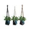 Vaso de Flores Personalizado Cesta Suspensa Vaso Bolsa de Rede DIY Criativo Corda de Algodão Decoração Suspensa Corda para Pendurar Planta Corda de Algodão Tapeçaria
