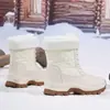 Botas de nieve altas para mujer de talla grande transfronterizas, botas de esquí, zapatos de algodón de invierno para temperaturas bajo cero, botas cálidas para senderismo al aire libre con forro polar
