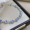 Pulsera de Lujo Estilo Medieval Luna Azul Plata S925 Chapada en Platino Incrustación, Lujo Ligero, Elegante y Exquisita para el Uso Diario