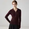 Novo Suéter Feminino 2026 em Pura Caxemira com Capuz, Meio Zíper, Design com Costura Vertical, Modelagem Justa, Moletom Tricotado, Suéter Casual