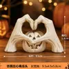 Ornamento de mesa em forma de coração assustador e engraçado de caveira para decoração de cena e atmosfera, adereço de arranjo de atmosfera
