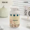 Taza Aislada Nueva y Elegante para Niñas, Taza de Café Portátil para Viaje, Taza de Bebida Directa Estilo Estudiante, Estilo Ins con Asa