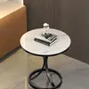 Mesa auxiliar de pizarra de lujo ligero, mesa de centro pequeña, mesa de esquina para sofá de sala de estar de mármol, mesita redonda pequeña móvil para balcón, mueble auxiliar