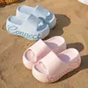 Chinelos de Verão Estilo Ins com Letras e Solado Grosso para Mulheres, Sandálias Slide Versáteis para Uso Externo, Aumento de Altura com Plataforma, Solado Macio de EVA Antiderrapante