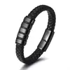 Pulsera Antiestática para Hombre de Negocios Acero Inoxidable Cuero Estilo Retro Nuevo Europeo y Americano Pulsera Tejida Magnética para Hombre Venta al por Mayor
