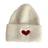 Gorro Bordado de Corazón para Mujer Otoño e Invierno, Cálido y Casual Versátil Gorro de Punto para Estudiante, Gorro de Lana Adelgazante, Versátil a la Moda
