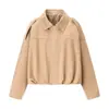Exportação Transfronteiriça Roupas Femininas Outono e Inverno 2025 Estilo Europeu e Americano Gola Lapela Cor Lisa Jaqueta Casual Jaqueta Baseball Feminina C92843