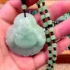 Pingente de Colar Buda da Fortuna Material de Vidro Pingente Guanyin Pingente Dupla Face Buda Sorridente Colar para Homens e Mulheres Presentes de Feriado