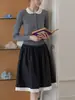 Suéter curto de gola polo em tricô canelado slim fit para mulheres, cardigã de outono, ombro normal, top elegante e afina a silhueta de manga longa