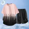 Traje de manga corta transfronterizo para hombre en verano, camiseta de manga corta de seda helada para hombre, camisa deportiva de malla fina transpirable de verano para hombre, secado rápido
