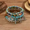 Pulseira de Cerâmica Macia Estilo Cowboy Ocidental Turquesa Mais Vendida Transfronteiriça Botas de Cowboy Retrô Contas de Madeira Pena Cabeça de Touro Pulseira