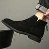 Botines Chelsea de Piel para Hombre Ante Punta Fina Caña Alta Cuero Caña Media Botines de Tobillo Botas Martin Negras