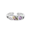 Anel de Prata Esterlina S925 com Estampa Starburst e Zircônia para Mulheres, Personalidade Doce e Descolada, Anel Irregular para Dedo Indicador, Anel Ajustável Hip-Hop