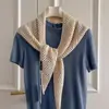 Bufanda Triangular de Punto Beige con Calados para Mujer, Chal, Chaleco, Bufanda para el Cuello, Falda de Alta Gama, Bufanda para la Cintura, Bufanda Cinturón