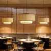 Lámpara colgante de tela hecha a mano en estilo japonés de ratán y bambú, iluminación minimalista nórdica para dormitorio, comedor, sala de estar, estudio, casa de huéspedes y hotel