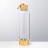Taza de Energía de Cristal Donghai Cristal Natural Pilar de Seis Puntas de Punta Única Cubierta de Bambú Vaso Botella Deportiva de Agua de Vidrio con Laca Taza de Té