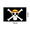 Bandera de One Piece Transfronteriza Amazon Luffy Sombrero de Paja Bandera Poliéster 60*90*150 Bandera Pirata Bandera de Navegación