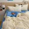 Juego de ropa de cama de cuatro piezas estilo americano con patrón de estrellas, algodón puro, algodón lavado, grado A, juego de sábana y funda de edredón 2026, adecuado para dormitorios de estudiantes, juego de tres piezas