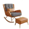 Sillón mecedor de lujo ligero y perezoso, reclinable de ocio para balcón estilo italiano, sofá con estampado de pata de gallo para sala de estar y dormitorio, mecedora para adultos