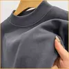 Comércio Exterior Masculino Outono/Inverno Gola Meia-Alta Aveludado Espesso Dupla Face Veludo Alemão Camada Base Casual Quente Manga Longa Camiseta Masculina