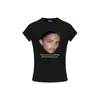 Camiseta Negra de Manga Corta con Hombro Normal para Mujer, Estilo Americano con Estampado de Chica Picante, Nueva Moda Retro Ajustada de Verano 2026