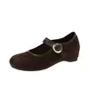 Nuevos zapatos Mary Jane de gamuza con puntera dividida y correa baja de corte bajo 2026 para mujer, estilo otoño