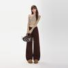 Retro Americano Otoño e Invierno Recomendación Principal Versátil Rico Café Rojo Ladrillo Caqui Claro Marrón Pantalones Largos y Longitud Extendida