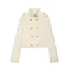 Aliexpress Venta Caliente Comercio Exterior Transfronterizo Mayorista Nueva Moda Femenina Europea y Americana Holgado Dorado Doble Botonadura Abrigo
