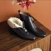 Botines elegantes y versátiles de punta fina, tacón grueso, suela blanda y cómodos para mujer, nueva colección de invierno 2026, forrados de felpa y cálidos, botas Martin para mujer
