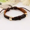 Pulsera unisex estilo europeo y americano pulsera tejida de cuero genuino pulsera de piel de vaca vintage pulsera de AliExpress de venta caliente