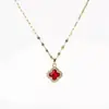 Collar Colgante de Oro Real Chapado en Cobre Microincrustado de Trébol de Cuatro Hojas para Mujer Lujo Accesible Cadena de Clavícula de Nicho Collar Simple Versátil Original