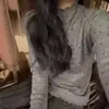 Nuevo suéter de punto para mujer de otoño e invierno con lunares, cuello semi-alto, top básico de capa base ajustado