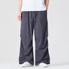 Novo Estilo Outono Plus Size Estilo Japonês Roupa de Trabalho Veludo Cotelê Casual Perna Reta Perna Larga Calças Paraquedista Estilo Hong Kong K297/P65