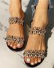 Sandalias de Estrás de Tamaño Grande de Comercio Exterior para Mujer con Tacón Grueso Verano 2025 Nuevas Moda Europea y Americana Ropa Exterior Chanclas de Playa