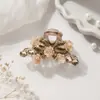 Novo Presilha de Cabelo Flor Rosa de Cristal de Alto Padrão Estilo Coreano 2026 para Mulheres, Acessório de Cabelo Elegante para Meio Preso