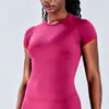 Camiseta Deportiva Casual Transfronteriza Top de Yoga de Manga Corta para Fitness para Mujer Ajustado de Secado Rápido para Correr Entrenamiento Pilates Ropa Dft