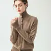 Novo Cardigan de Tricô Floral de Gola Alta Outono/Inverno, Suéter 100% Caxemira para Mulheres, de Botão Único, Elegante, Confortável, Macio e Grosso para o Dia a Dia