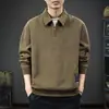 Sudadera con Capucha y Media Cremallera de Solapa para Hombre Otoño 2026 Textura Retro Camisa POLO Holgada Casual Manga Larga Prenda Exterior