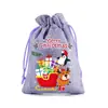 Bolsas de arpillera con cordón de Navidad en stock, bolsas de regalo de dibujos animados con cordón, bolsas de almacenamiento de regalos de Navidad transfronterizas, bolsas de dulces al por mayor