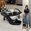 Sandalias de Tacón Alto Sexy Nuevas de Verano 2025 para Celebridades de Internet para Mujer para Usar Punta Cuadrada Punta Abierta Moda Correa de Una Línea Sandalias de Tacón de Aguja
